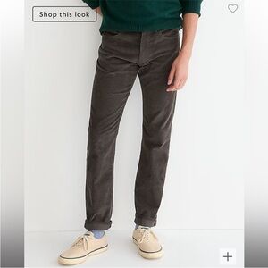 J, Crew Pants Men's 34X30 Corduroy Pants in Gray Classic Straight Leg Pants